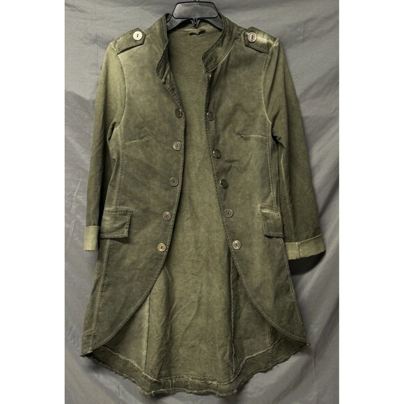 Suzy D London Open Front Military Jacket Womens S Green Tie Dye Long Sleeve - Picture 1 of 11